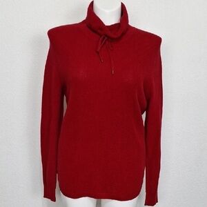 Lauren Ralph Lauren Red Cowl Neck Romantic Drawstring Knit Sweater Size 1X